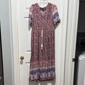 BloomChic Floral Maxi Dress - Pink and Purple